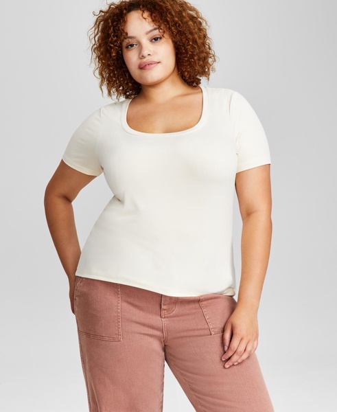 Trendy Plus Size Scoop-Neck Jersey Top, Created for Macy's