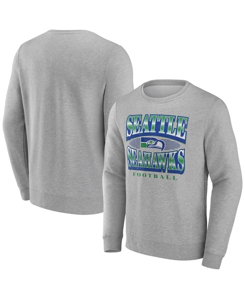 Men's Heather Gray Seattle Seahawks Chance Throwback Fleece Pullover Sweatshirt