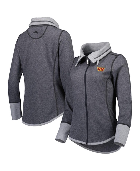 Women's Heathered Black Washington Commanders Sport Sun Fade Full-Zip Sweatshirt