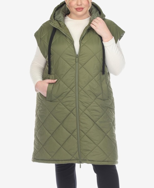 Plus Size Diamond Quilted Hooded Puffer Vest