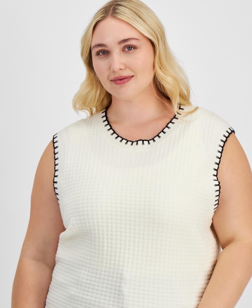 Trendy Plus Size Whip-Stitch Sweater Vest, Exclusively at Macy's 