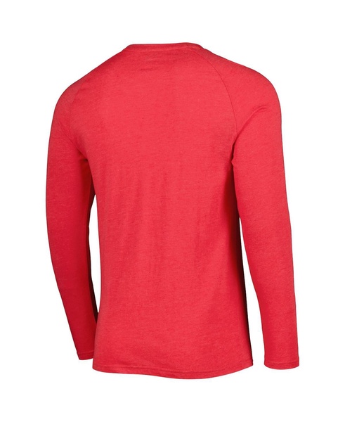 Men's Heathered Red Chicago Bulls Left Chest Henley Raglan Long Sleeve T-shirt