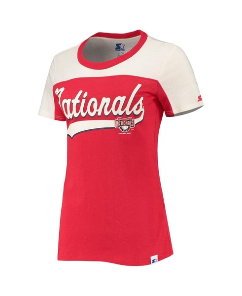 Women's Red and White Washington Nationals Kick Start T-shirt