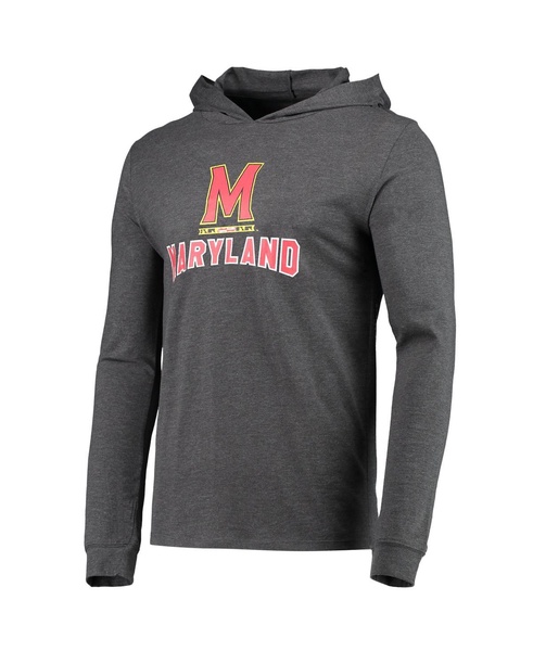 Men's Heathered Red, Heathered Charcoal Maryland Terrapins Meter Long Sleeve Hoodie T-shirt and Jogger Pants Set