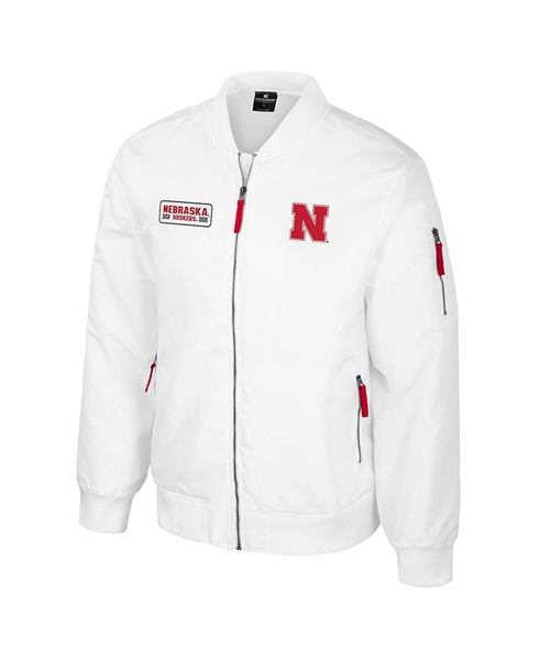 Men's Nebraska Huskers White Rabbit Full-Zip Bomber Jacket