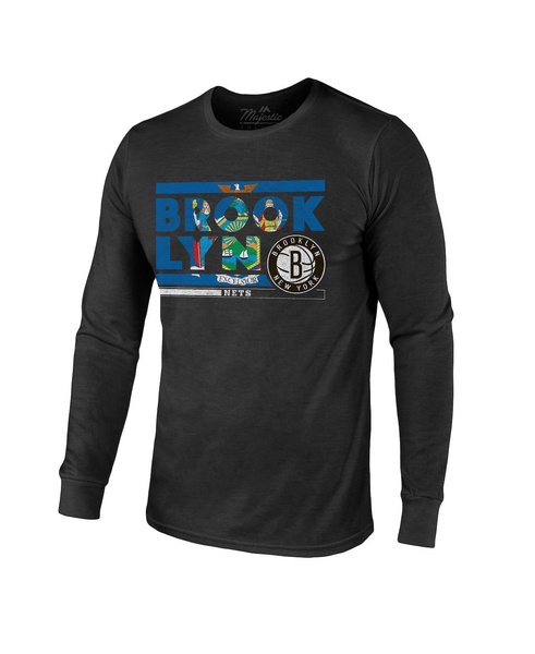 Men's Threads Black Brooklyn Nets City and State Tri-Blend Long Sleeve T-shirt