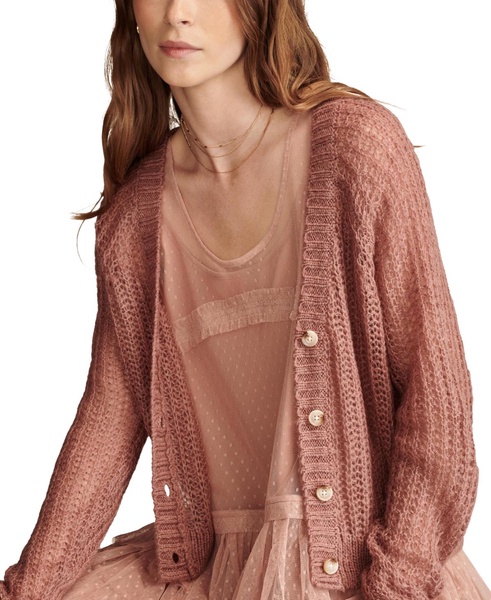 Women's Open Knit Button-Front Cardigan