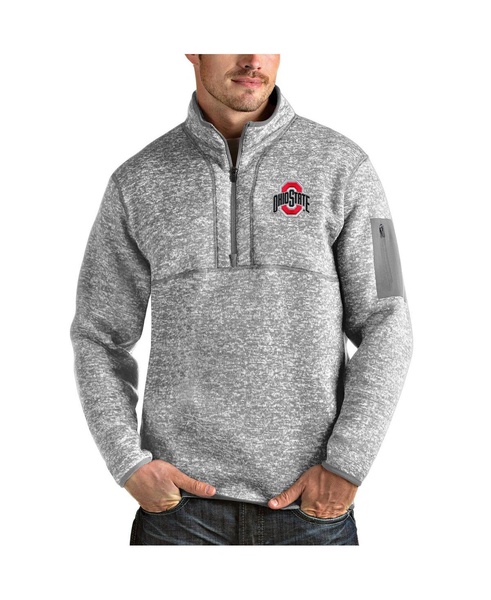 Men's Heather Gray Ohio State Buckeyes Fortune Half-Zip Pullover Jacket