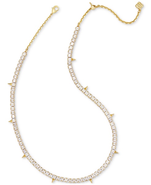 14k Gold-Plated Spike Cubic Zirconia 17" Adjustable Tennis Necklace