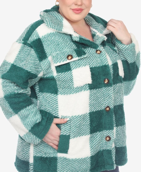 Plus Size Plaid Shacket Jacket