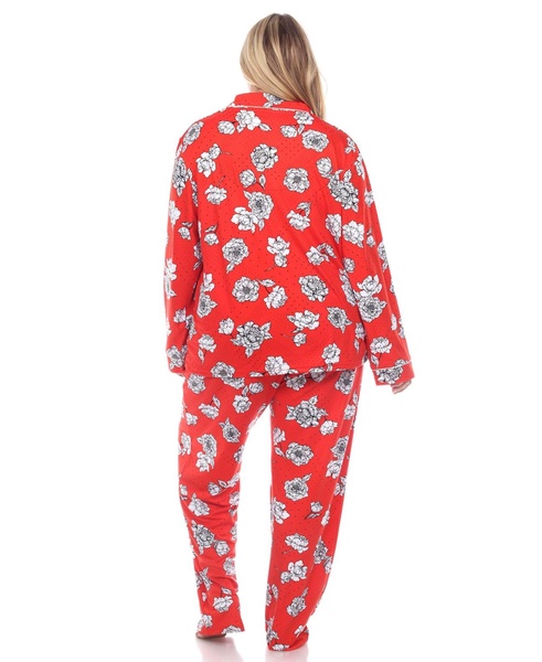 Plus Size Long Sleeve Floral Pajama Set, 2-Piece