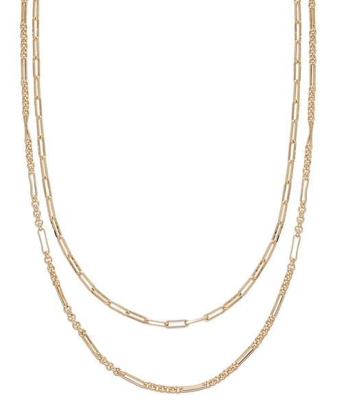 Silver, Gold Double Plated Brass Layered Necklace