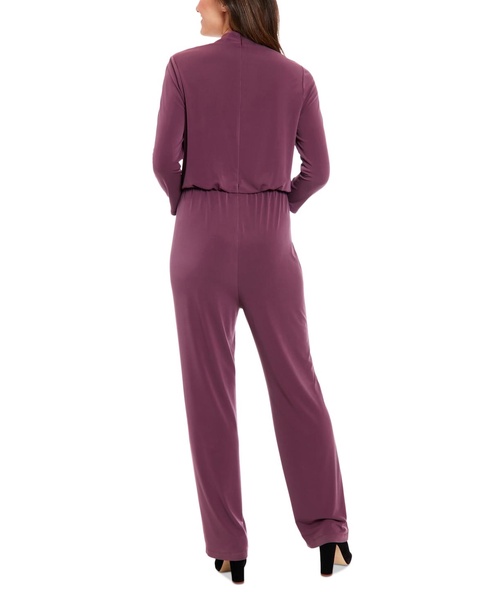 Women's Loop-Neck Blouson Jersey Jumpsuit