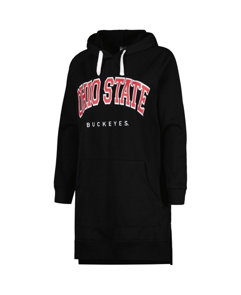 Women's Black Ohio State Buckeyes Take a Knee Raglan Hooded Sweatshirt Dress