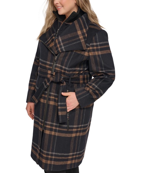 Womens Plus Size Belted Asymmetric Wrap Coat, Created for Macys