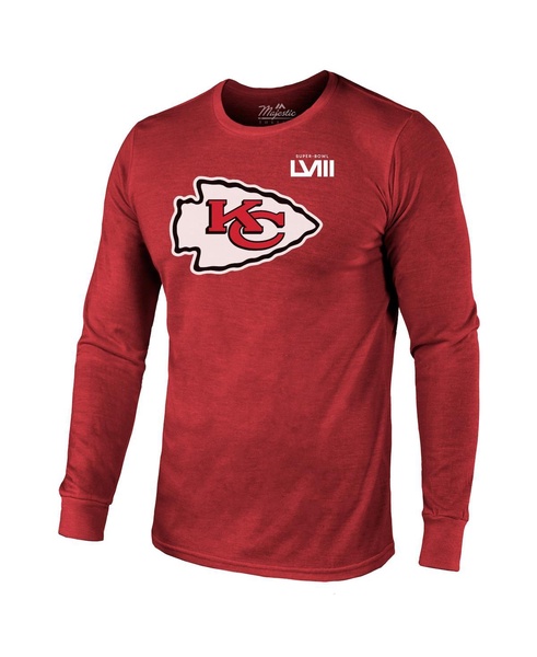 Men's Threads Patrick Mahomes Red Kansas City Chiefs Super Bowl LVIII Name and Number Tri-Blend Long Sleeve T-shirt