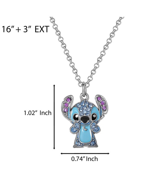 Lilo & Stitch Pave Crystal Pendant Necklace - Cute Character Jewelry