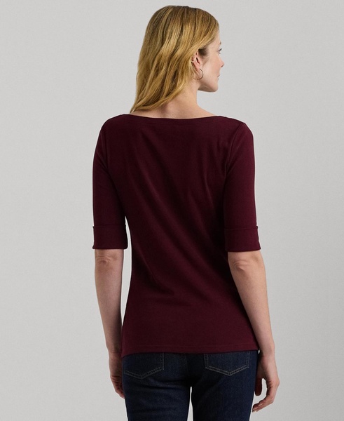 Women's Stretch Cotton Boatneck Top, Regular & Petite