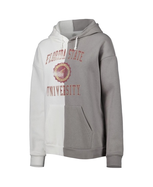 Women's Gray, White Florida State Seminoles Split Pullover Hoodie