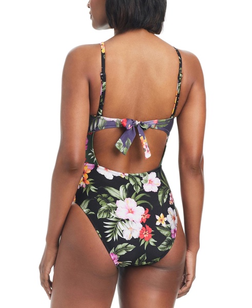 Women's Floral-Banded Keyhole One-Piece Swimsuit, Created for Macy's