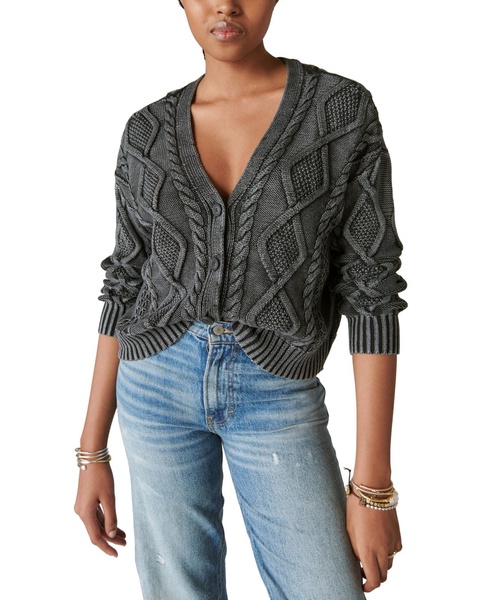  Women's Cable-Stitch Long-Sleeve Cardigan