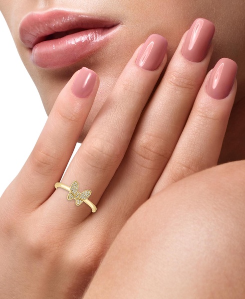 EFFY® Diamond Butterfly Ring (1/10 ct. t.w.) in Sterling Silver or 14k Gold-Plated Sterling Silver