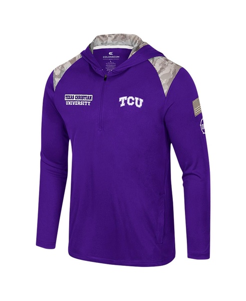 Men's Purple TCU Horned Frogs OHT Military Appreciation Quarter-Zip Hoodie Jacket