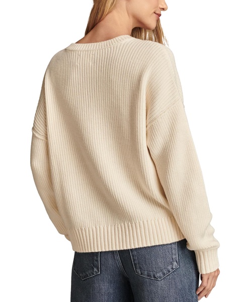 Women's Striped Notched-Neck Sweater