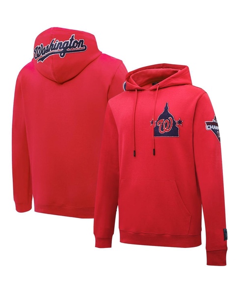 Men's Red Washington Nationals Logo Pullover Hoodie