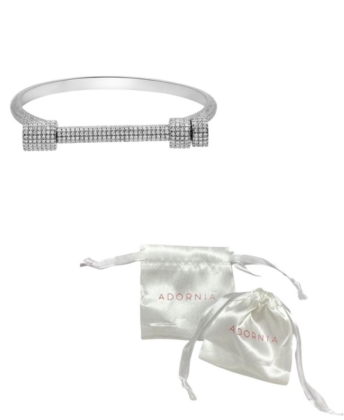 Silver-Plated Crystal Screw Cuff Bracelet