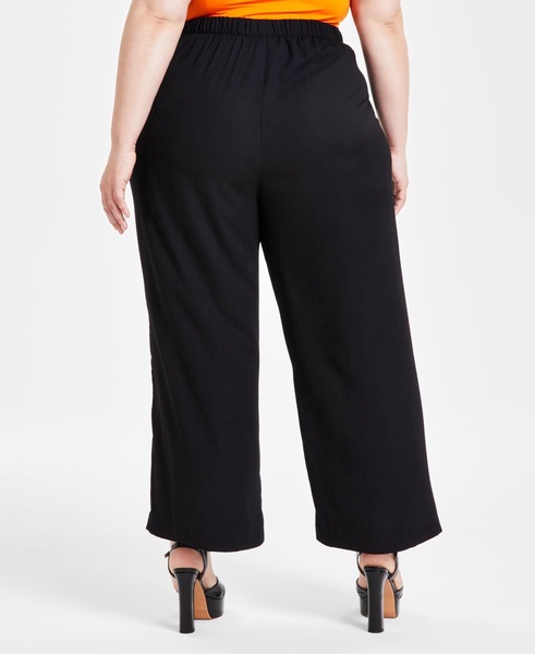 Trendy Plus Size Flat-Front Wide-Leg Pants, Created for Macy's