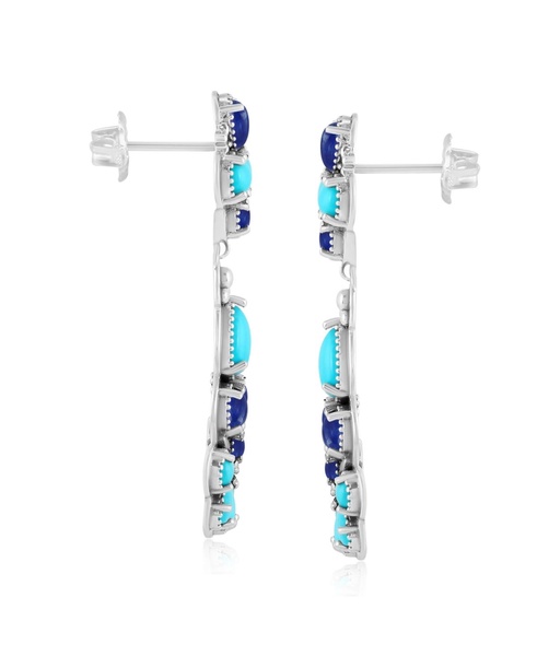 Sterling Silver Blue Turquoise and Lapis Chandelier Earrings