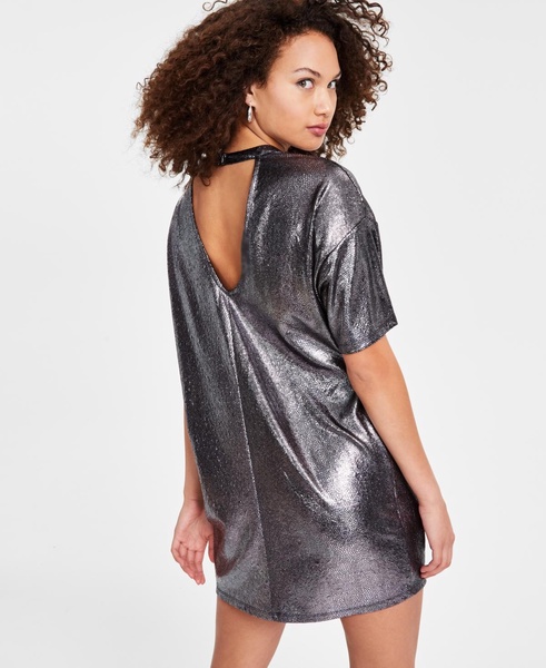 Women's Foil-Jacquard Crewneck T-Shirt Dress, Exclusively at Macy's