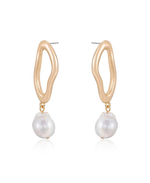 Open Circle 18K Gold-Plated and Cultured Freshwater Pearl Dangle Earrings