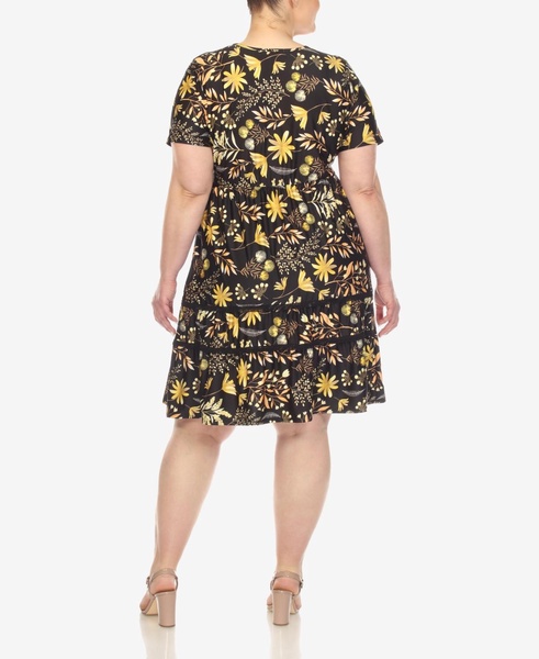 Plus Size Floral Short Sleeve Knee Length Dress