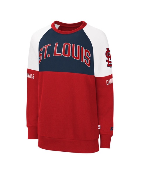 Women's Red, Navy St. Louis Cardinals Baseline Raglan Pullover Sweatshirt