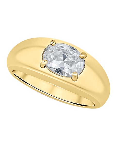 Cubic Zirconia 18K Gold-Plated Oval Ring