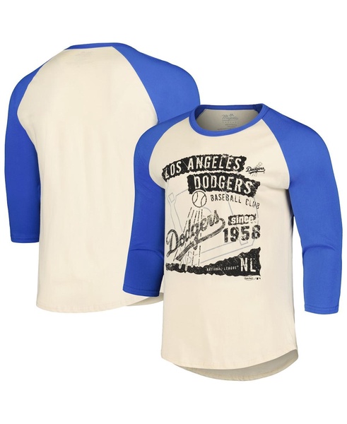 Men's Cream/Royal Los Angeles Dodgers Raglan 3/4-Sleeve T-Shirt