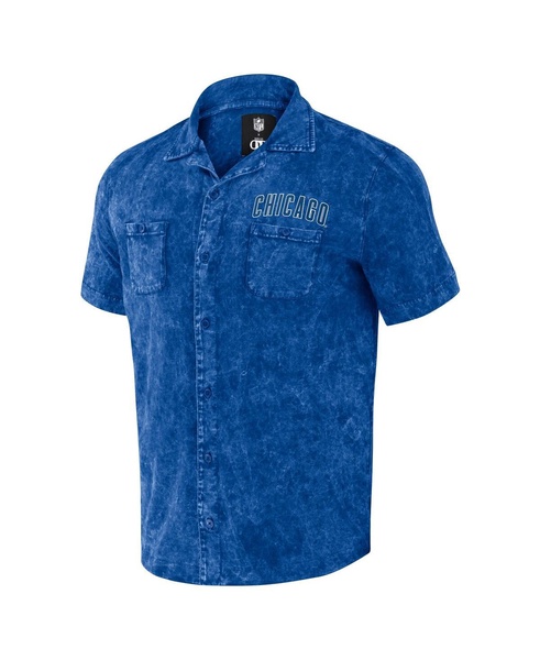 Men's Darius Rucker Collection by Royal Distressed Chicago Cubs Denim Team Color Button-Up Shirt