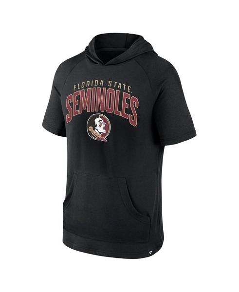 Men's Black Florida State Seminoles Double Arch Raglan Short Sleeve Hoodie T-Shirt