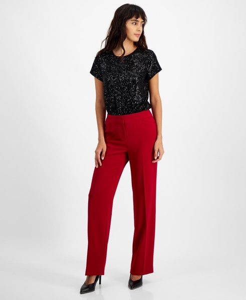 Women's High Rise Straight-Leg Pants, Created for Macy's