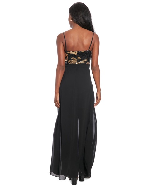 Petite Sequin-Bodice Wide-Leg Jumpsuit