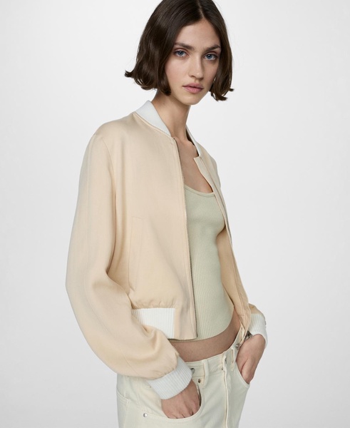 Women's Linen Lyocell Bomber Jacket