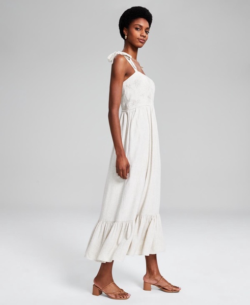 Women's Embroidered Linen-Blend Maxi Dress, Exclusively at Macy's