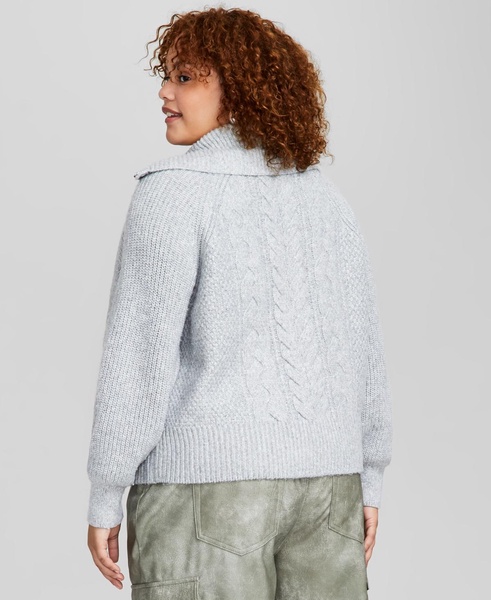 Trendy Plus Size Zip-Collar Sweater, Created for Macy's