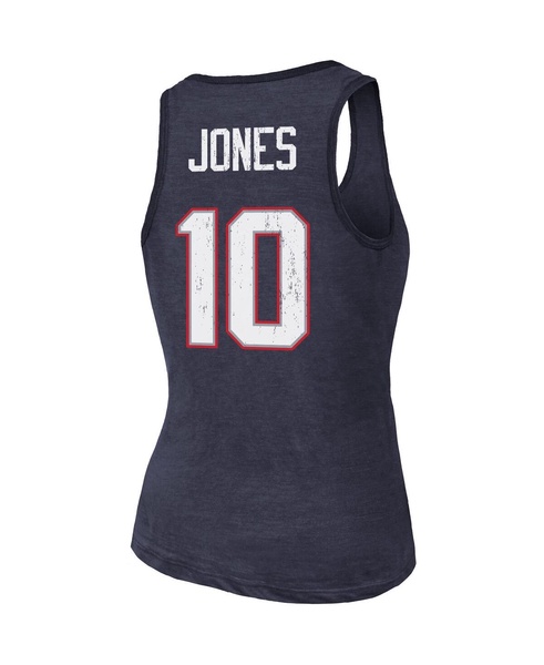 Women's Threads Mac Jones Navy New England Patriots Player Name and Number Tri-Blend Tank Top