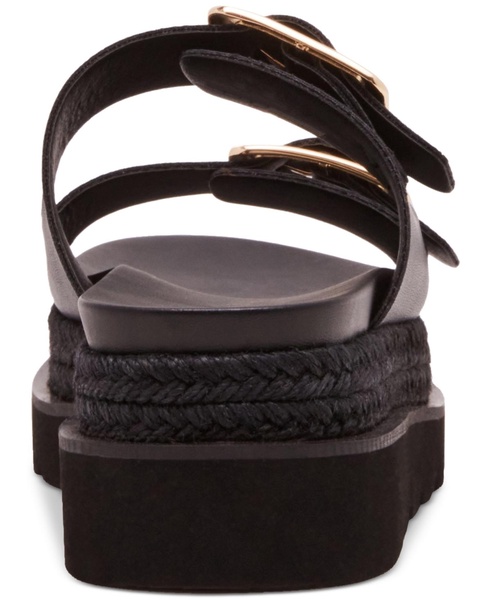 Mythiccal Slip-On Buckled Banded Platform Raffia Sandals