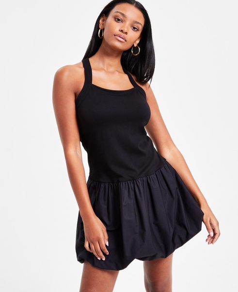 Women's Mixed Media Sleeveless Bubble-Hem Dress, Exclusively at Macy's