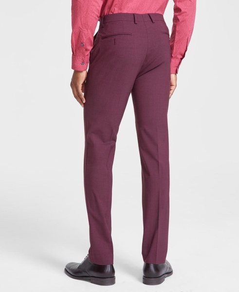 Men's Skinny-Fit Burgundy Wool Blend Suit Pants, Created for Macy's