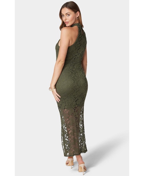 Women's Lace Mock Neck Maxi Dress